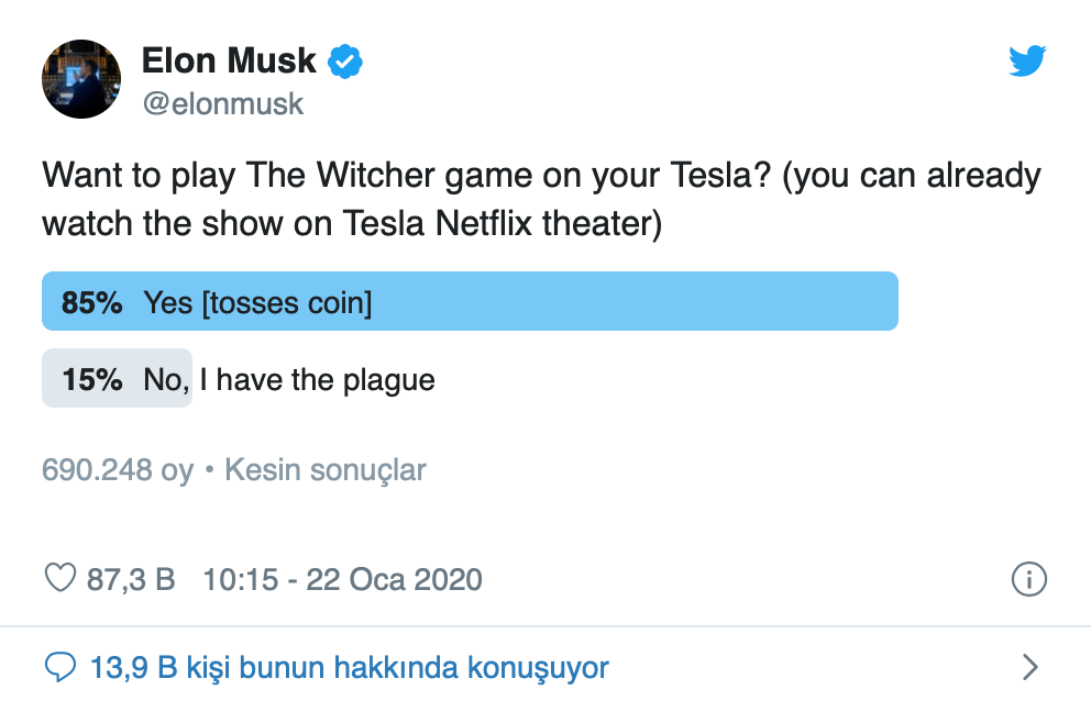 Ekran Resmi 2020 02 03 20.49.15 - Witcher 3 Tesla Arabalarında Oynanabilir Hale Geliyor!